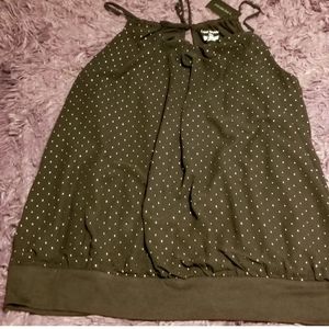 NWT. Never worn. Lane Bryant Black Halter Top with Gold Foil Dots